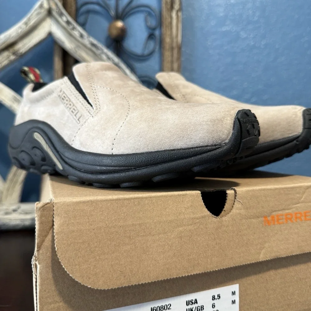 Merrell NEW Womens Jungle Moc Loafers Shoes Suede Taupe J60802 Sz 8.5 Slip On - Picture 2 of 7